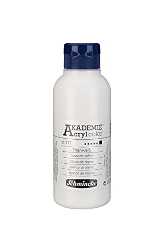 Schmincke - AKADEMIE Acryl color, Titanweiß, 250 ml, 23 111 027, feine Künstler-Acrylfarben, hohe Brillanz, Lichtechtherit und Deckkraft, kominierbar mit anderen Acrylfarben, weiß von Schmincke