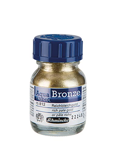 Schmincke - Aqua-Bronze, Reichbleichgold, 20 ml, 15 812 032, glänzende Metalleffekte auf Gouache- und Aquarellbildern, Papier, Karton, Malpappe, Leinwand von Schmincke