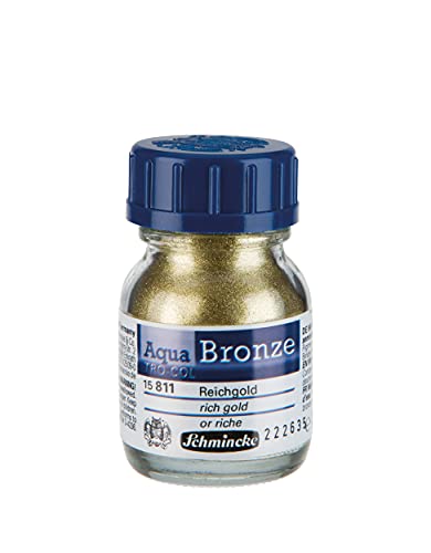 Schmincke - Aqua-Bronze, Reichgold, 20 ml, 15 811 032, glänzende Metalleffekte auf Gouache- und Aquarellbildern, Papier, Karton, Malpappe, Leinwand von Schmincke