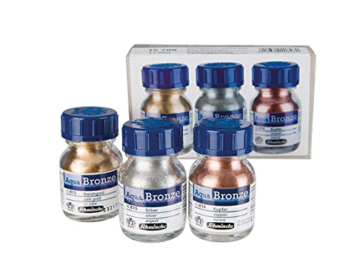 Schmincke - Aqua-Bronze Set, Bleichgold, Silber, Kupfer, 3 x 20 ml, 15 700 097, glänzende Metalleffekte auf Gouache- und Aquarellbildern, Papier, Karton, Malpappe, Leinwand Schmincke - Aqua-Bronze Set, Bleichgold, Silber, Kupfer, 3 x 20 ml, 15 700 097, glänzende Metalleffekte auf Gouache- und Aquarellbildern, Papier, Karton, Malpappe, Leinwand von Schmincke