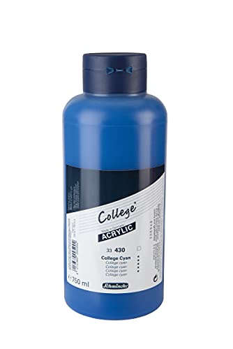 Schmincke - College Acrylic, College Cyan 750 ml, 33430030, Acrylfarbe mit Künstler-Pigmenten in hoher Konzentration, deckend und lasierend, lichtecht, seidenmatt von Schmincke