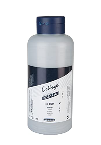 Schmincke - College Acrylic, Silber 750 ml, 33800030, Acrylfarbe mit Künstler-Pigmenten in hoher Konzentration, deckend und lasierend, lichtecht, seidenmatt von Schmincke