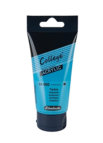 Schmincke - College Acrylic, Türkis in 75 ml-Tube, 33460013, Acrylfarbe mit Künstler-Pigmenten in hoher Konzentration, deckend und lasierend, lichtecht, seidenmatt von Schmincke