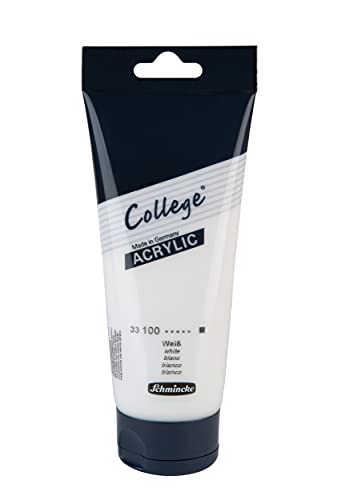 Schmincke - College Acrylic, Weiß in 200 ml-Tube, 33100014, Acrylfarbe mit Künstler-Pigmenten in hoher Konzentration, deckend und lasierend, lichtecht, seidenmatt von Schmincke