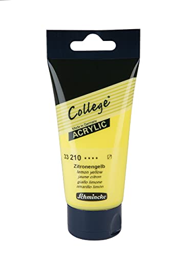 Schmincke - College Acrylic, Zitronengelb in 75 ml-Tube, 33210013, Acrylfarbe mit Künstler-Pigmenten in hoher Konzentration, deckend und lasierend, lichtecht, seidenmatt von Schmincke