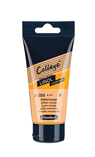 Schmincke - College Linol, Künstler-Linoldruck-Farben, Gelborange in 75 ml-Tube, 39250013, geruchsarme Linoldruckfarbe auf Wasserbasis, lichtecht, gleichmäßiger Druck von Schmincke