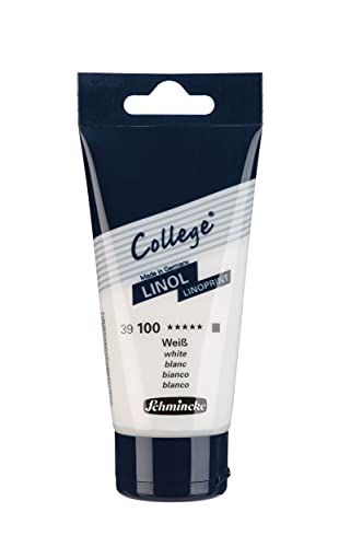 Schmincke - College Linol, Künstler-Linoldruck-Farben, Weiß in 75 ml-Tube, 39100013, geruchsarme Linoldruckfarbe auf Wasserbasis, lichtecht, gleichmäßiger Druck von Schmincke