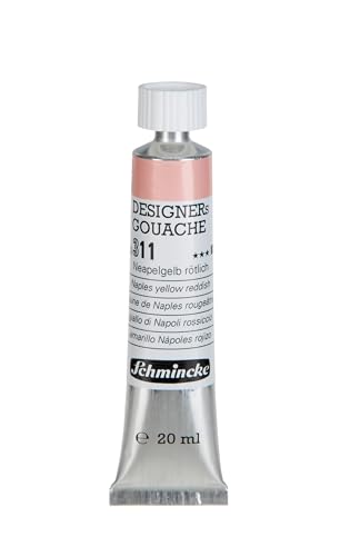 Schmincke - Designers Gouache, Neapelgelb rötlich, 20 ml-Tube, 25 311 007, streifenfreier Auftrag, maximal deckend, farbintensiv und samtmatt von Schmincke