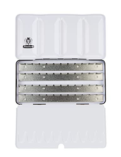 Schmincke – HORADAM AQUARELL Leerkasten, 74 948 097, schwarzer Metallkasten, mit Mischpalette zur individuellen Bestückung mit 48 x 1/2 oder 24 x 1/1 Näpfchen HORADAM AQUARELL von Schmincke