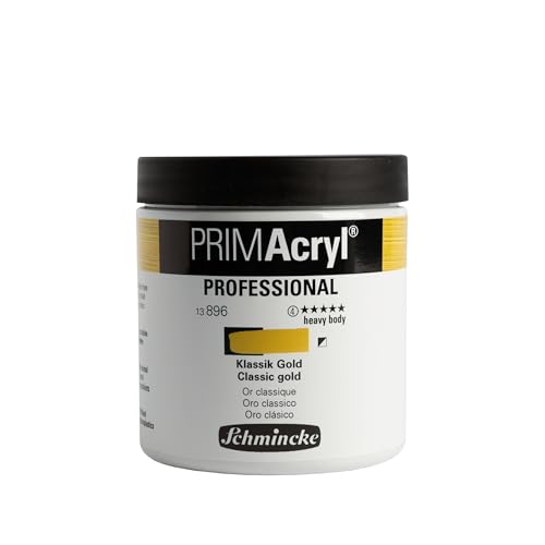 Schmincke - PRIMAcryl® Professional feinste brillante Acrylfarbe, Klassik Gold, 237 ml Tiegel, 13 896 053, Premiumacrylfarbe, Acrylmalerei, Profi-Qualität von Schmincke
