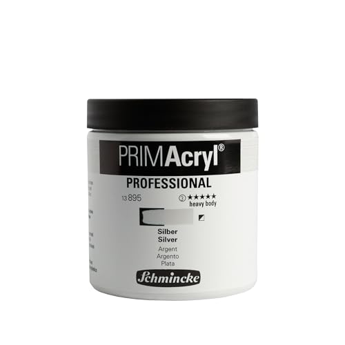 Schmincke - PRIMAcryl® Professional feinste brillante Acrylfarbe, Silber, 237 ml Tiegel, 13 895 053, Premiumacrylfarbe, Acrylmalerei, Profi-Qualität von Schmincke