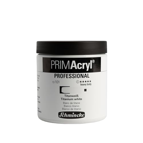 Schmincke - PRIMAcryl® Professional feinste brillante Acrylfarbe, Titanweiß, 237 ml Tiegel, 13 101 053, Premiumacrylfarbe, Acrylmalerei, Profi-Qualität von Schmincke