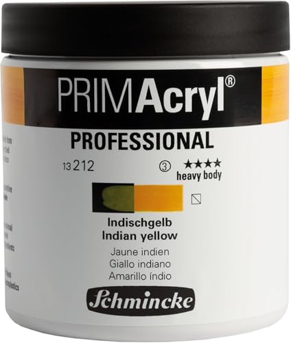 Schmincke - PRIMAcryl® feinste brillante Acrylfarbe, Indischgelb, 237 ml Tiegel, 13 212 053, Premiumacrylfarbe, Acrylmalerei, Profi-Qualität von Schmincke