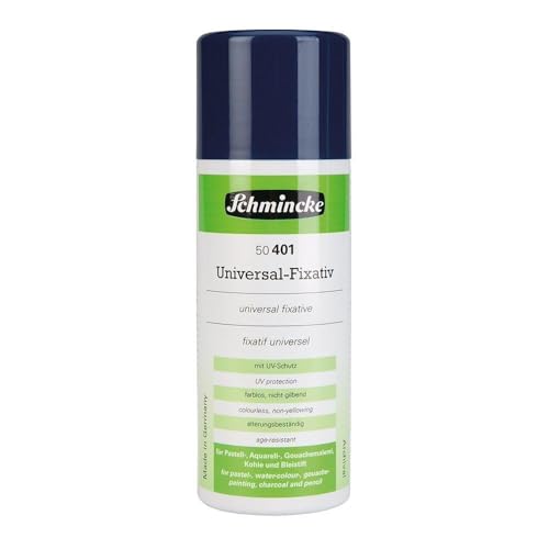 Schmincke - Universal-Fixativ, Aerospray, 400 ml, 50 401 042, Fixativ für Pastell-, Aquarell-, Gouachemalerei, Kohle-, Bleistiftzeichnungen, farblos, schnell trocknend von Schmincke