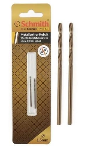 SCHMITH Kobaltbohrer Spiralbohrer Bohrer Edelstahlbohrer Metallbohrer Cobalt 1mm-4mm Set (1,5mm) von Schmith