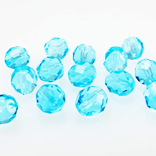 15x Glasschliffperlen 7mm Facettenperlen azurblau böhmische Perlen zum Basteln von Schmuck-Traumwelt