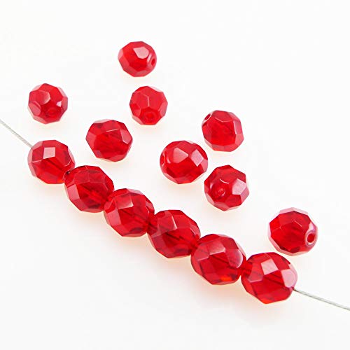 15x Glasschliffperlen 8mm Facettenperlen rot Kugel Beads zum Basteln -561 von Schmuck-Traumwelt