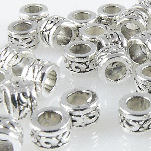 40x Metallperlen Spacer Beads 3,3x5mm Metall Perlen altsilber Metallbeads von Schmuck-Traumwelt