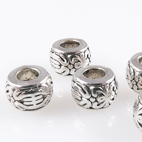 5 Metallperlen Perlen 8mm Spacer Großlochperlen altsilber Beads -1758 von Schmuck-Traumwelt