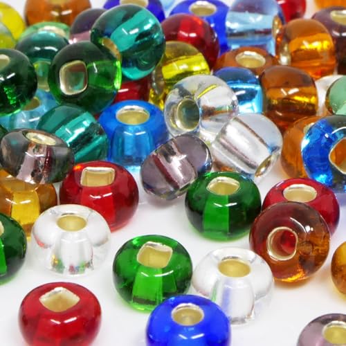 70x Rocailles Perlen-Mix mit Silbereinzug 6mm bunte Indianerperlen mit 2mm Loch zum Auffädeln und Basteln Größe 1/0 70x Rocailles Perlen-Mix mit Silbereinzug 6mm bunte Indianerperlen mit 2mm Loch zum Auffädeln und Basteln Größe 1/0 von Schmuck-Traumwelt