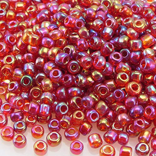 750 St. Rocailles Glasperlen himbeere rot Lüster 3mm Perlen Rocaillesperlen -181 von Schmuck-Traumwelt