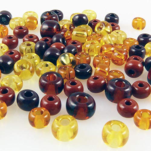 90 große Rocailles Glasperlen 6-8mm Perlen Mix topas braun mocca -729 von Schmuck-Traumwelt