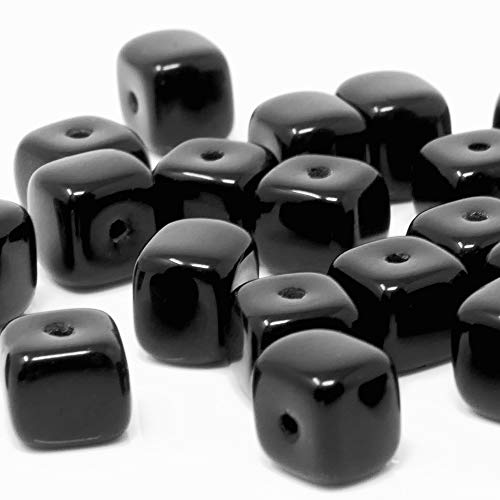 Glasperlen 25x Würfel schwarz 5mm Bastelsteine Würfelperlen Perlen Beads -1824 von Schmuck-Traumwelt