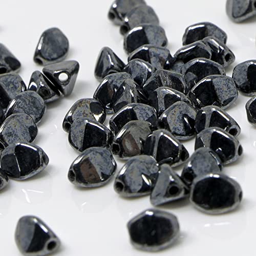 Glasperlen Pinch Beads 5x3mm 55 St. Perlen Schwarz Hämatit Schmucksteine beschichtet zum Basteln von Schmuck-Traumwelt