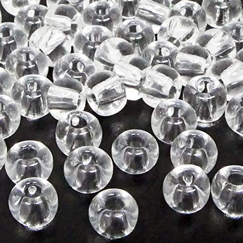 Große Rocailles-Perlen Transparent 70 Stück Glasperlen 5,9mm mit 1,8mm Loch zum Auffädeln und Basteln Größe 2/0 von Schmuck-Traumwelt
