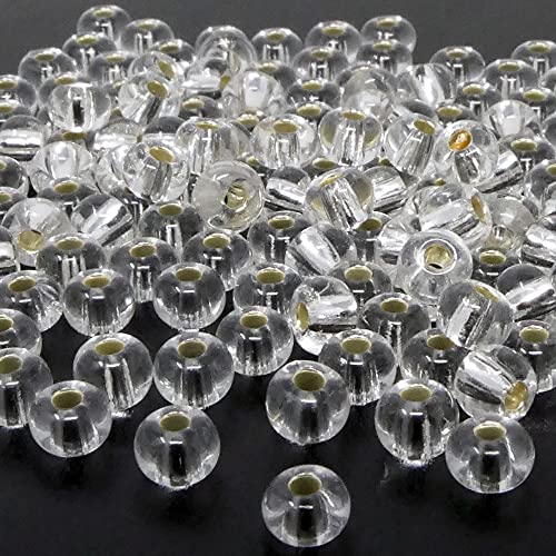 Große Rocailles-Perlen Transparent mit Silbereinzug 170 Stück Glasperlen 4-5mm zum Auffädeln und Basteln Größe 5/0 Große Rocailles-Perlen Transparent mit Silbereinzug 170 Stück Glasperlen 4-5mm zum Auffädeln und Basteln Größe 5/0 von Schmuck-Traumwelt