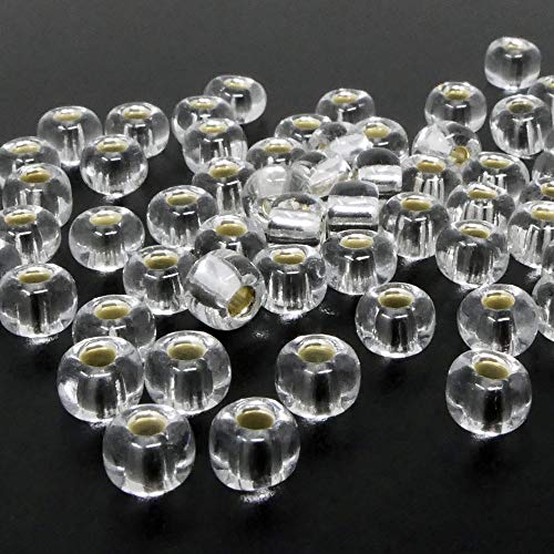Große Rocailles-Perlen Transparent mit Silbereinzug 70 Stück Glasperlen 6mm zum Auffädeln und Basteln Größe 2/0 Große Rocailles-Perlen Transparent mit Silbereinzug 70 Stück Glasperlen 6mm zum Auffädeln und Basteln Größe 2/0 von Schmuck-Traumwelt