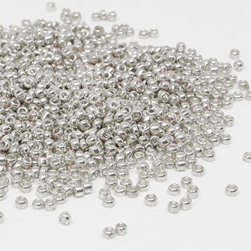 Metallic Perlen Silber 2mm Rocailles Glasperlen 1800 St. Basteln mit Rocaillesperlen von Schmuck-Traumwelt