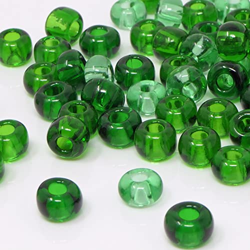 Perlen-Mix 80 St. große Rocailles Glasperlen 6mm Grün mit 2mm Loch zum Auffädeln Größe 1/0 Bastelperlen von Schmuck-Traumwelt