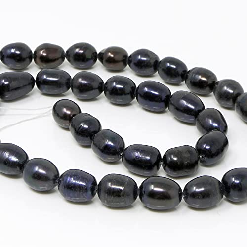 Perlenstrang Süßwasserperlen Zuchtperlen Strang Perlen 10-12x8mm Schwarz-Blau von Schmuck-Traumwelt