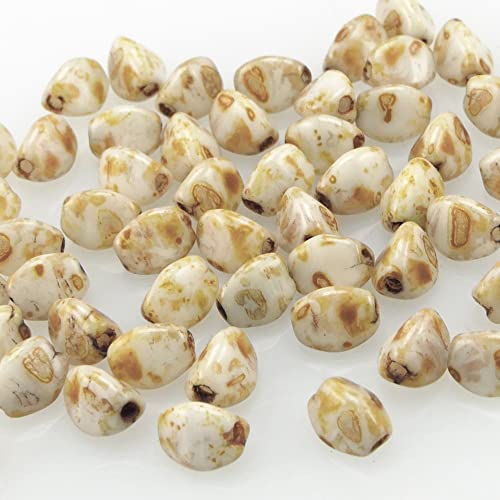 Pinch Beads 5mm tschechische Glasperlen 55 St. Beige Braun Perlen zum Basteln von Schmuck-Traumwelt