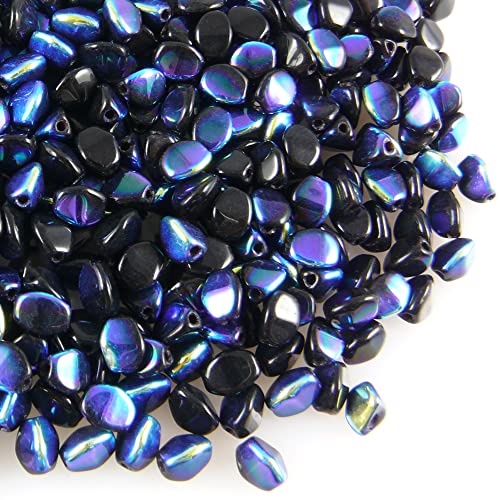 Pinch Beads 5mm tschechische Glasperlen 55 St. Perlen Schwarz AB beschichtet zum Basteln von Schmuck-Traumwelt