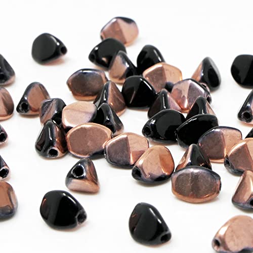Pinch Beads 5mm tschechische Glasperlen 55 St. Schwarz Capri-Gold Perlen beschichtet zum Basteln von Schmuck-Traumwelt