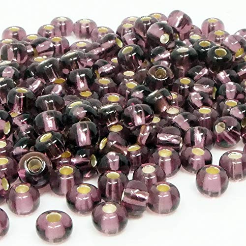 Rocailles 5/0 Glas Perlen mit Silbereinzug 4mm lila 170x Glasperlen Beads -663 Rocailles 5/0 Glas Perlen mit Silbereinzug 4mm lila 170x Glasperlen Beads -663 von Schmuck-Traumwelt