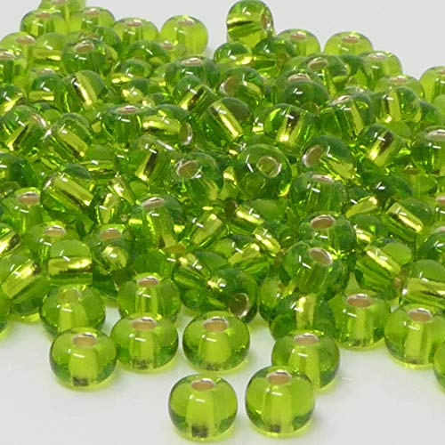Rocailles 5/0 Glas Perlen mit Silbereinzug 4mm olivgrün 170x Glasperlen Beads -1529 Rocailles 5/0 Glas Perlen mit Silbereinzug 4mm olivgrün 170x Glasperlen Beads -1529 von Schmuck-Traumwelt