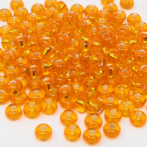 Rocailles 5/0 Glas Perlen mit Silbereinzug 4mm orange 170x Glasperlen Beads -1481 Rocailles 5/0 Glas Perlen mit Silbereinzug 4mm orange 170x Glasperlen Beads -1481 von Schmuck-Traumwelt