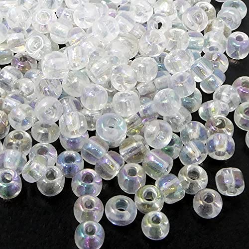 Rocailles Perlen Glasperlen 4mm transparent AB 300 St.Glas Beads -762 von Schmuck-Traumwelt