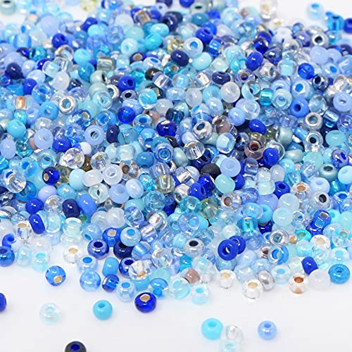 Rocailles-Perlen-Mix 1500 Stück Glasperlen Mischung 2mm Blau zum Auffädeln Indianerperlen Größe 11/0 von Schmuck-Traumwelt