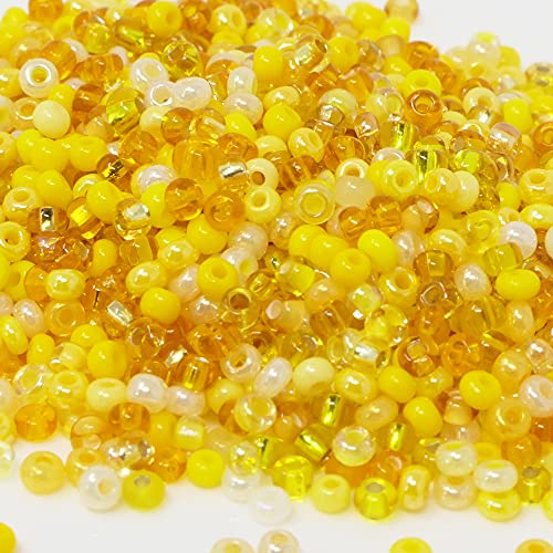 Rocailles-Perlen-Mix 1500 Stück Glasperlen Mischung 2mm Gelb Indianerperlen zum Auffädeln Größe 11/0 von Schmuck-Traumwelt