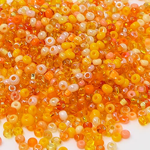 Rocailles-Perlen-Mix 1500 Stück Glasperlen Mischung 2mm Orange Indianerperlen zum Auffädeln Größe 11/0 von Schmuck-Traumwelt