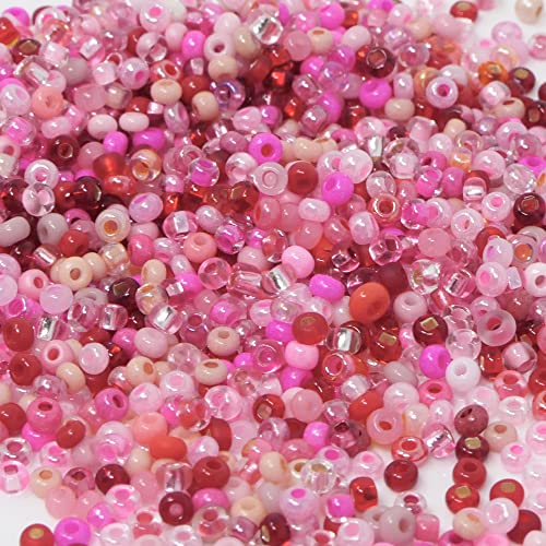 Rocailles-Perlen-Mix 1500 Stück Glasperlen Mischung 2mm Rosa zum Auffädeln Indianerperlen Größe 11/0 von Schmuck-Traumwelt