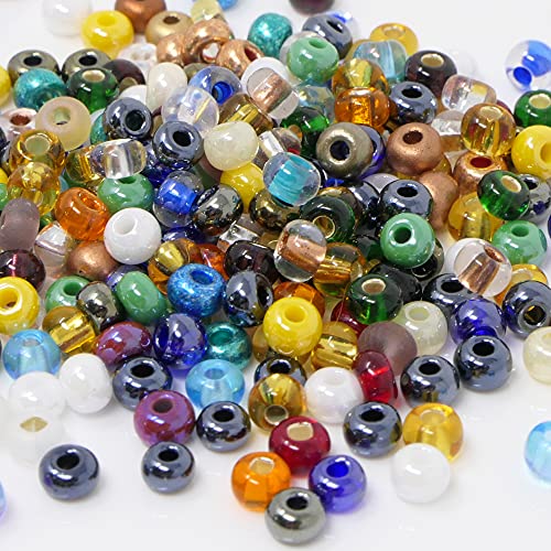 Rocailles-Perlen-Mix 250 Stück Glasperlen 4mm Bunt metallic opak transparent mit Silberfolie 6/0 von Schmuck-Traumwelt