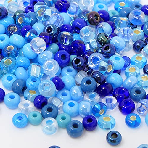 Rocailles-Perlen-Mix 260 Stück Glasperlen 4mm Blau 1,3mm Loch zum Auffädeln und Basteln 6/0 von Schmuck-Traumwelt