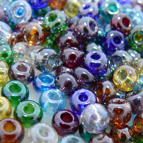 Rocailles-Perlen-Mix Bunt 200 Stück Glasperlen 4,5mm mit 1,3mm Loch zum Auffädeln und Basteln Größe 5/0 von Schmuck-Traumwelt