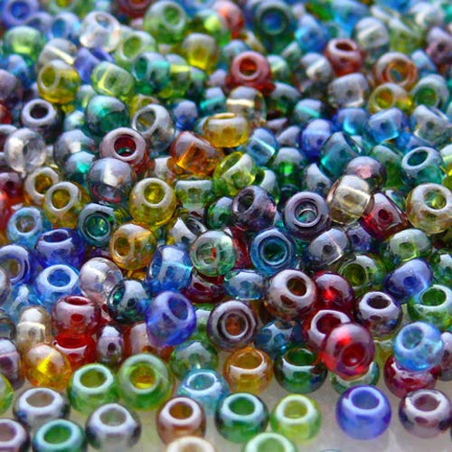 Rocailles-Perlen-Mix Bunt 650 Stück Glasperlen 3mm mit 0,9mm Loch zum Auffädeln und Basteln Größe 8/0 von Schmuck-Traumwelt