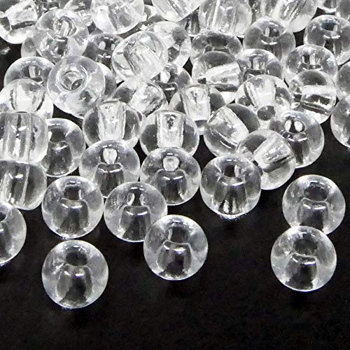 Rocailles-Perlen Transparent 100 Stück Glasperlen 5,7mm mit 1,6mm Loch zum Auffädeln und Basteln Größe 3/0 von Schmuck-Traumwelt